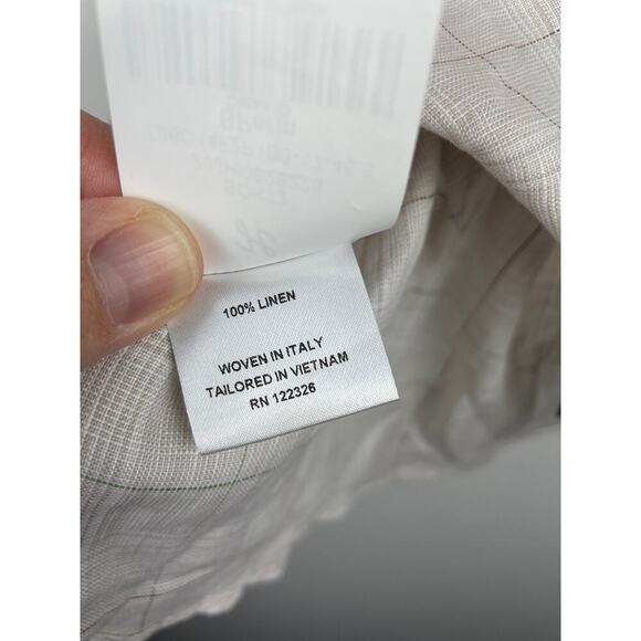 NWT J. Hilburn Men's Tan 100% Linen Button Up Short Sleeve Shirt - Picture 7 of 10